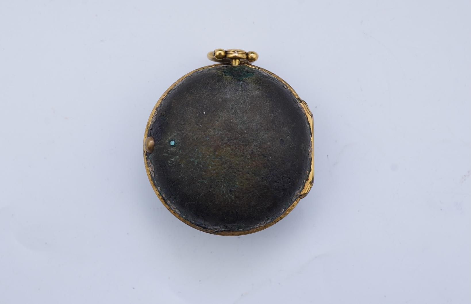 An 18th century gilt metal and leather pair cased key wind verge pocket watch by Samuel Adams, Bromley, Kent, circa 1770